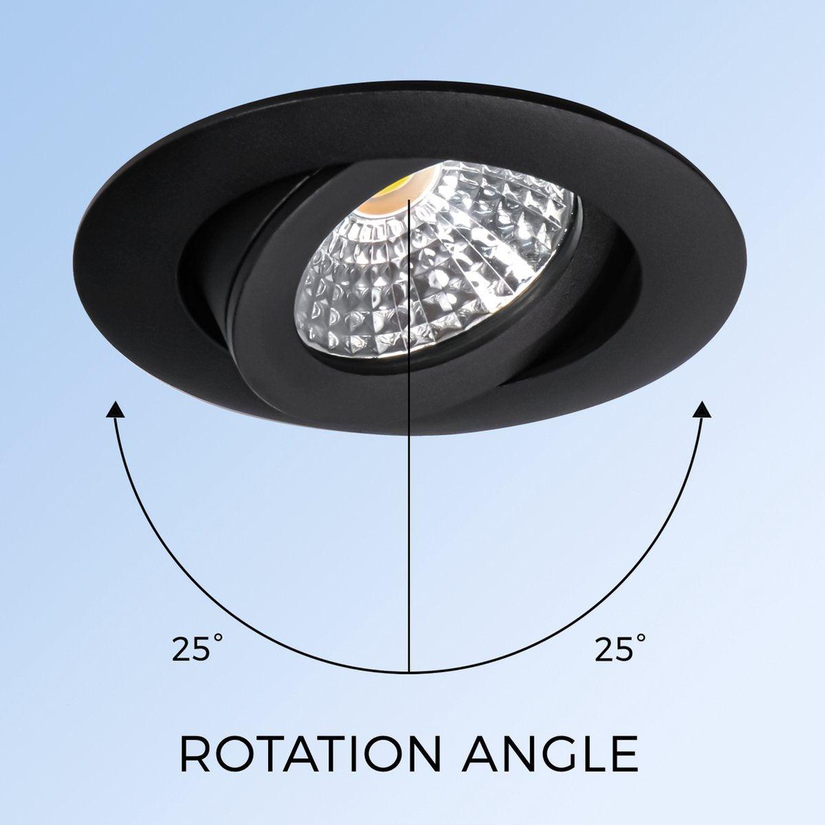 3 PACK - LED's Light Pro LED Inbouwspot Zwart - DimToWarm - Ø 68mm - Kantelbaar - Warm wit licht - CRI95- Dimbaar