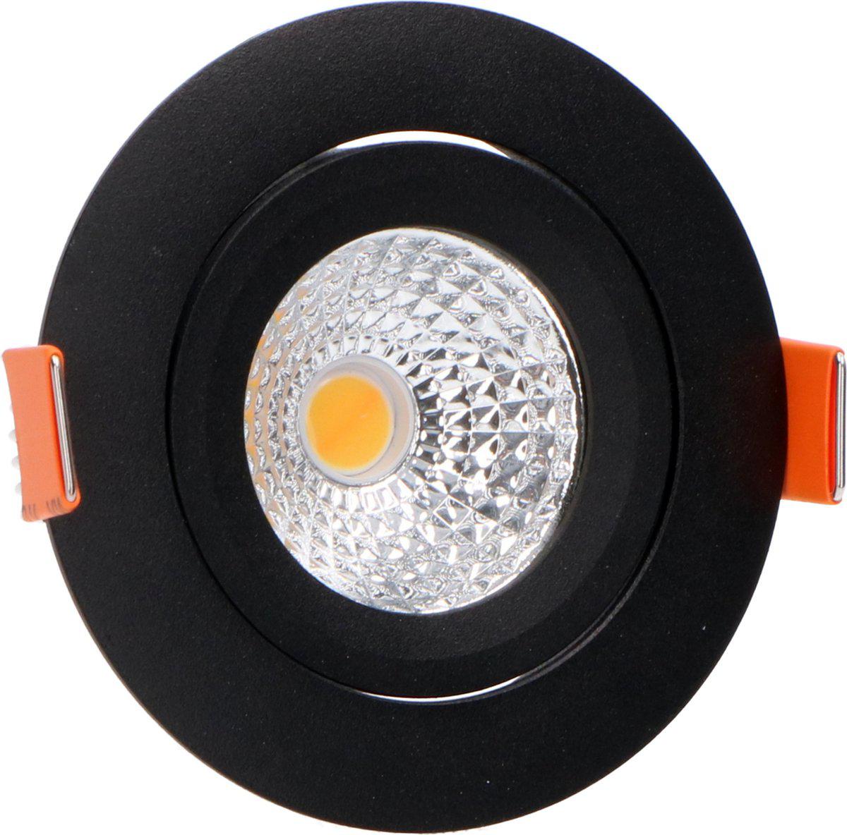 LED's Light Pro LED Inbouwspot Zwart - DimToWarm - Ø 68mm - Kantelbaar - Warm wit licht - CRI95- Dimbaar