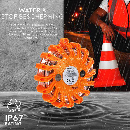 LED's Light Draadloze LED Zwaailamp op Batterijen - 9 standen - Magnetisch & Waterdicht - Oranje