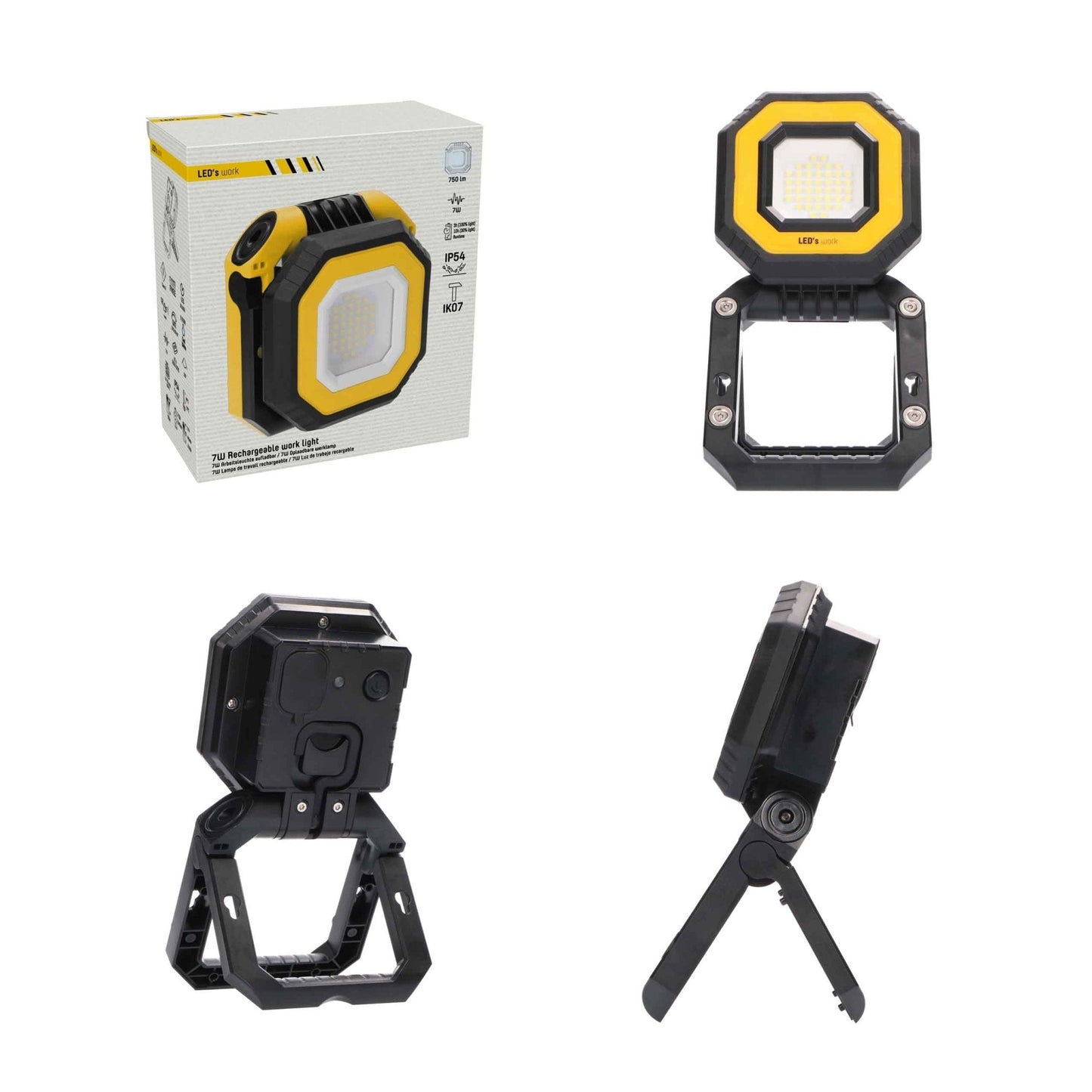 LED's Work Draagbare LED Bouwlamp 750 - Met accu oplaadbaar – Dimbaar in 3 standen - IP54