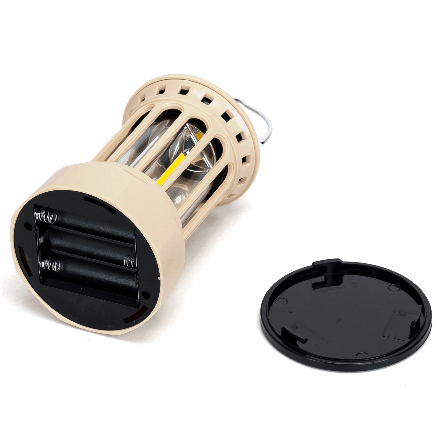 Camping LEDlamp op batterijen (exclusief) - tentlamp warmwit creme - noodlamp met ophanghaak