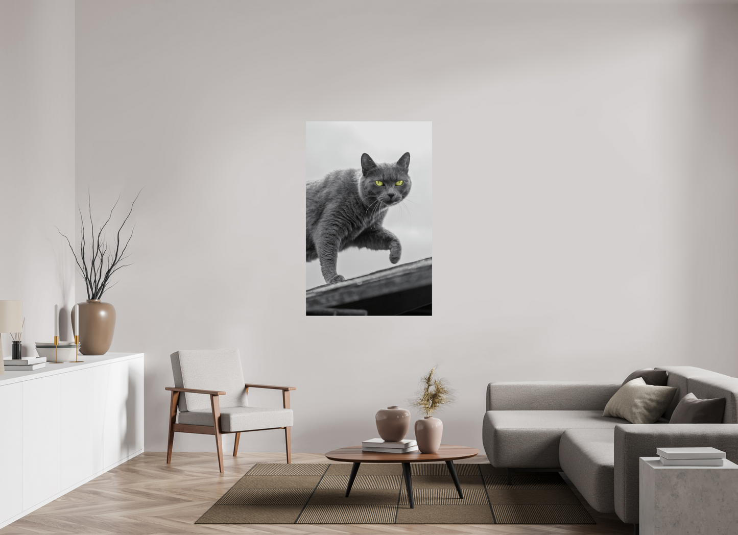 Grijze Kat Print | Kleurenspat Wanddecoratie Foto (Print On Fuji Crystal DP II)