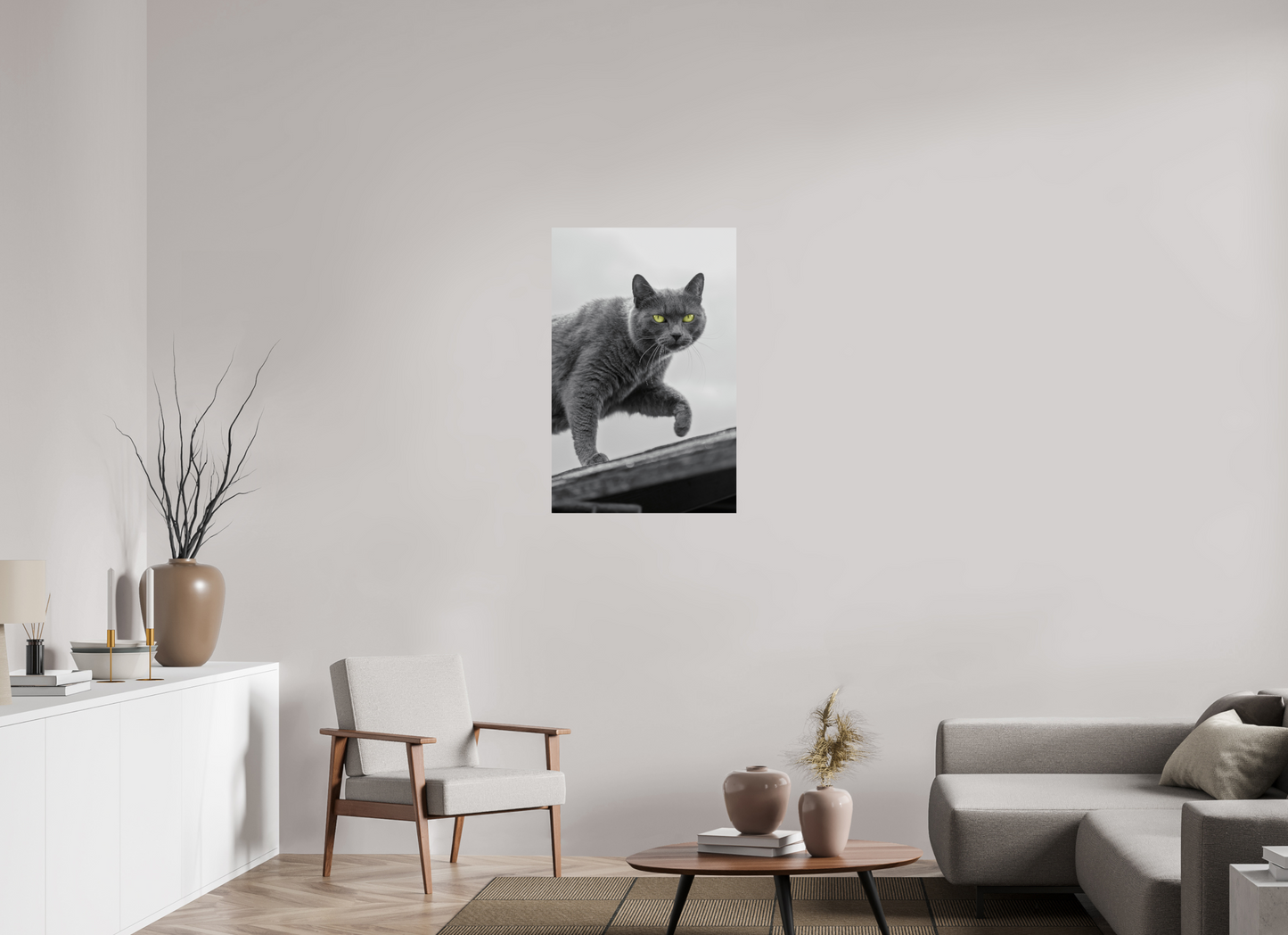 Grijze Kat Print | Kleurenspat Wanddecoratie Foto (Print On Fuji Crystal DP II)