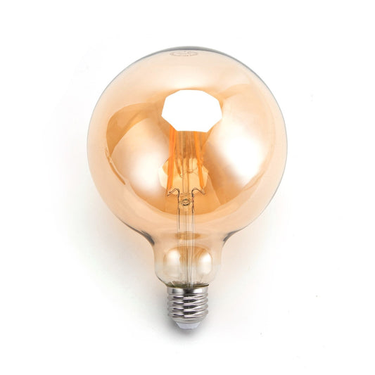 Globe gloeilamp G125 - E27 - amber glas | 8W=51W | flame filament 2200K