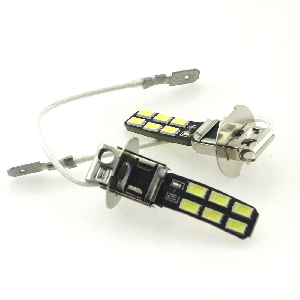 H3 autolamp 2 stuks | 12-SMD LED daglichtwit 6000K | 4W - 12V