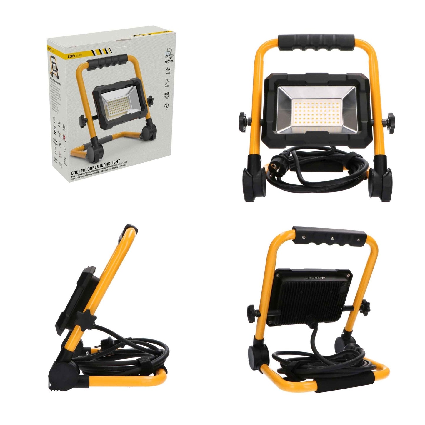 LED's Work Bouwlamp 5500 - Inklapbaar & Kantelbaar - 3 meter snoer - IP65 - 30W