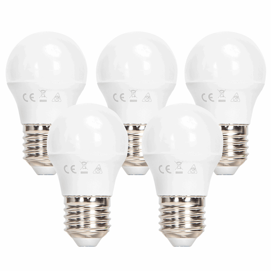 Kogellamp 5 stuks daglichtwit - grote fitting | E27 LED lamp 6W~510Lm=42W traditionele verlichting | 6500K - 230V