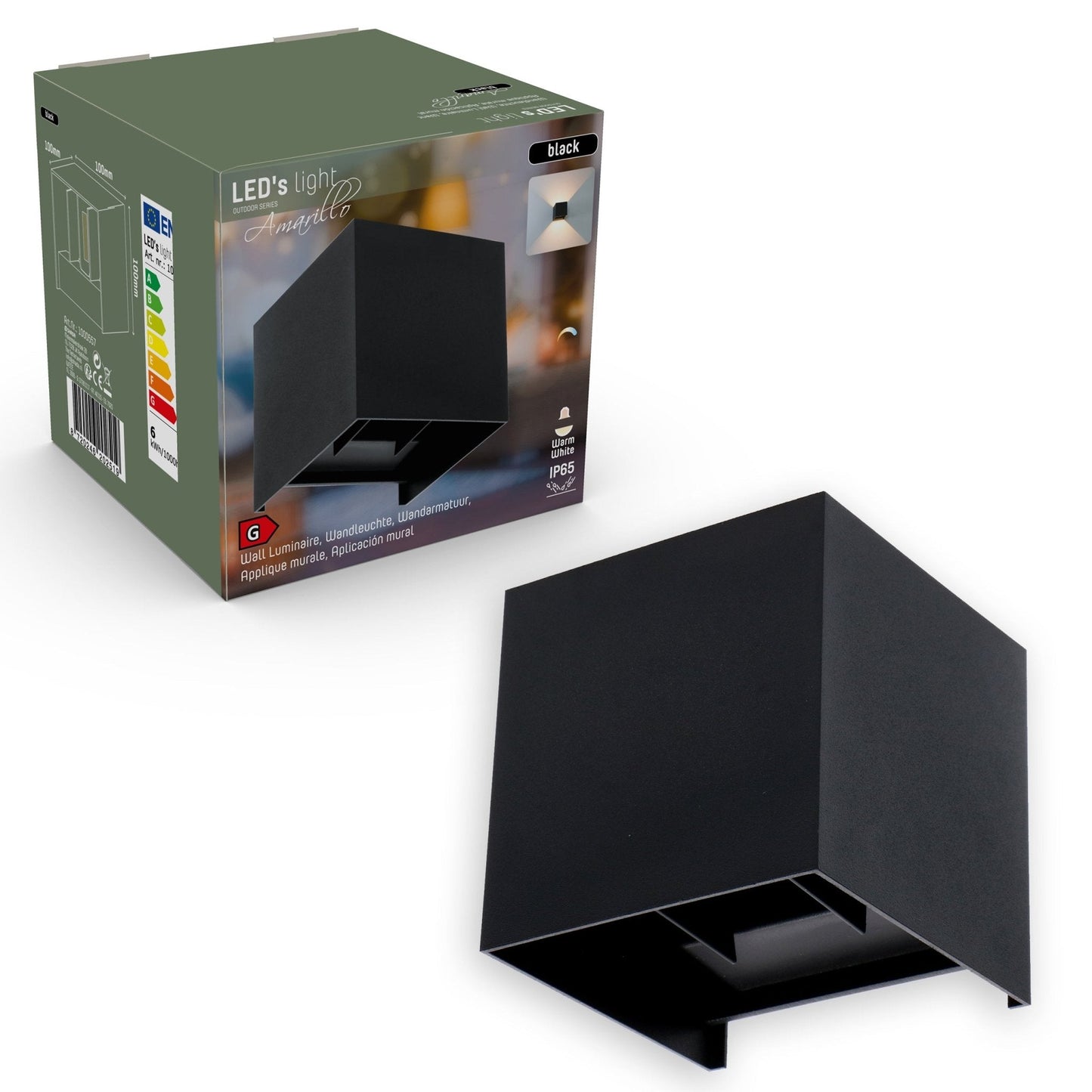 LED's Light Kubus LED Wandlamp buiten - 2 lichts - Dimbaar en instelbare lichtkleur - IP65 Waterdicht - Zwart