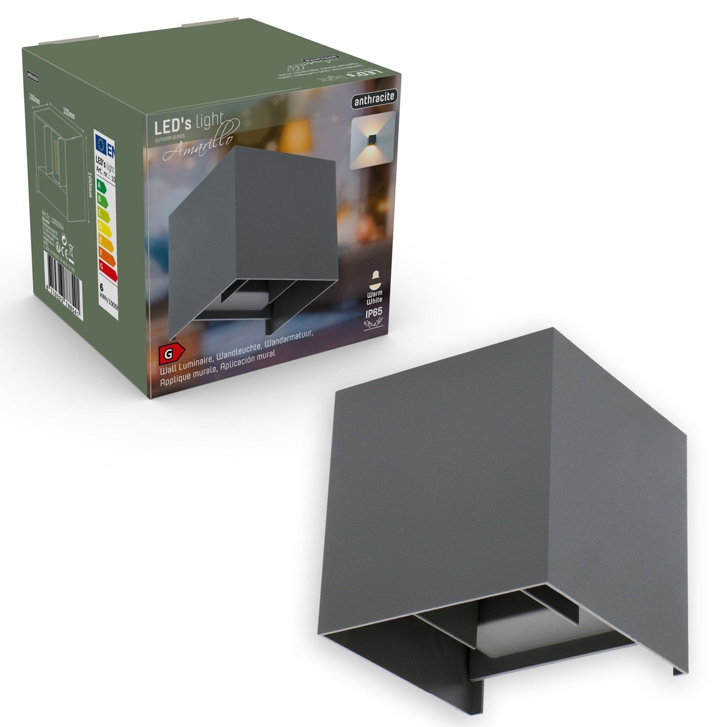 LED's Light Kubus LED Wandlamp voor buiten - Omhoog&Omlaag licht - IP65 - Antraciet