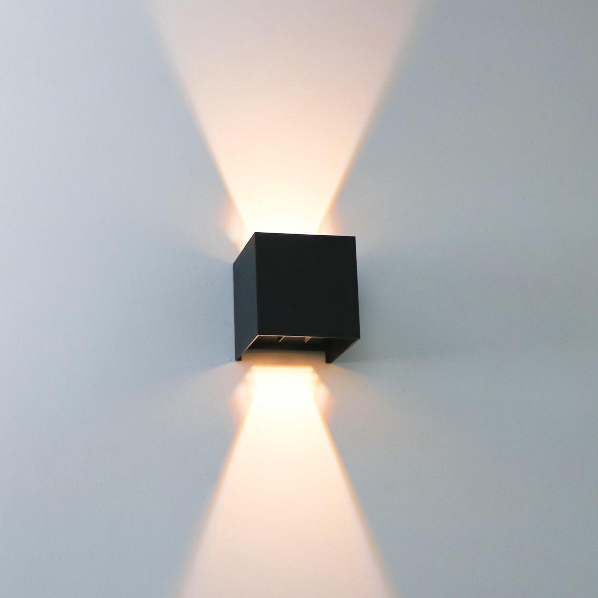 LED's Light Kubus LED Wandlamp voor buiten - Omhoog&Omlaag licht - IP65 - Zwart