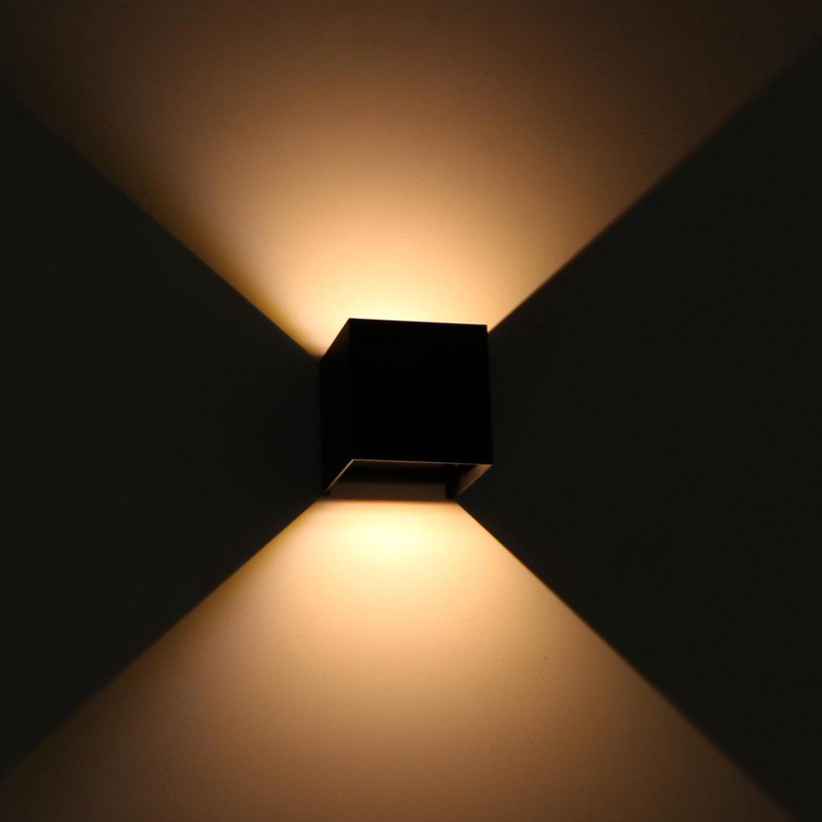 LED's Light Kubus LED Wandlamp voor buiten - Omhoog&Omlaag licht - IP65 - Zwart