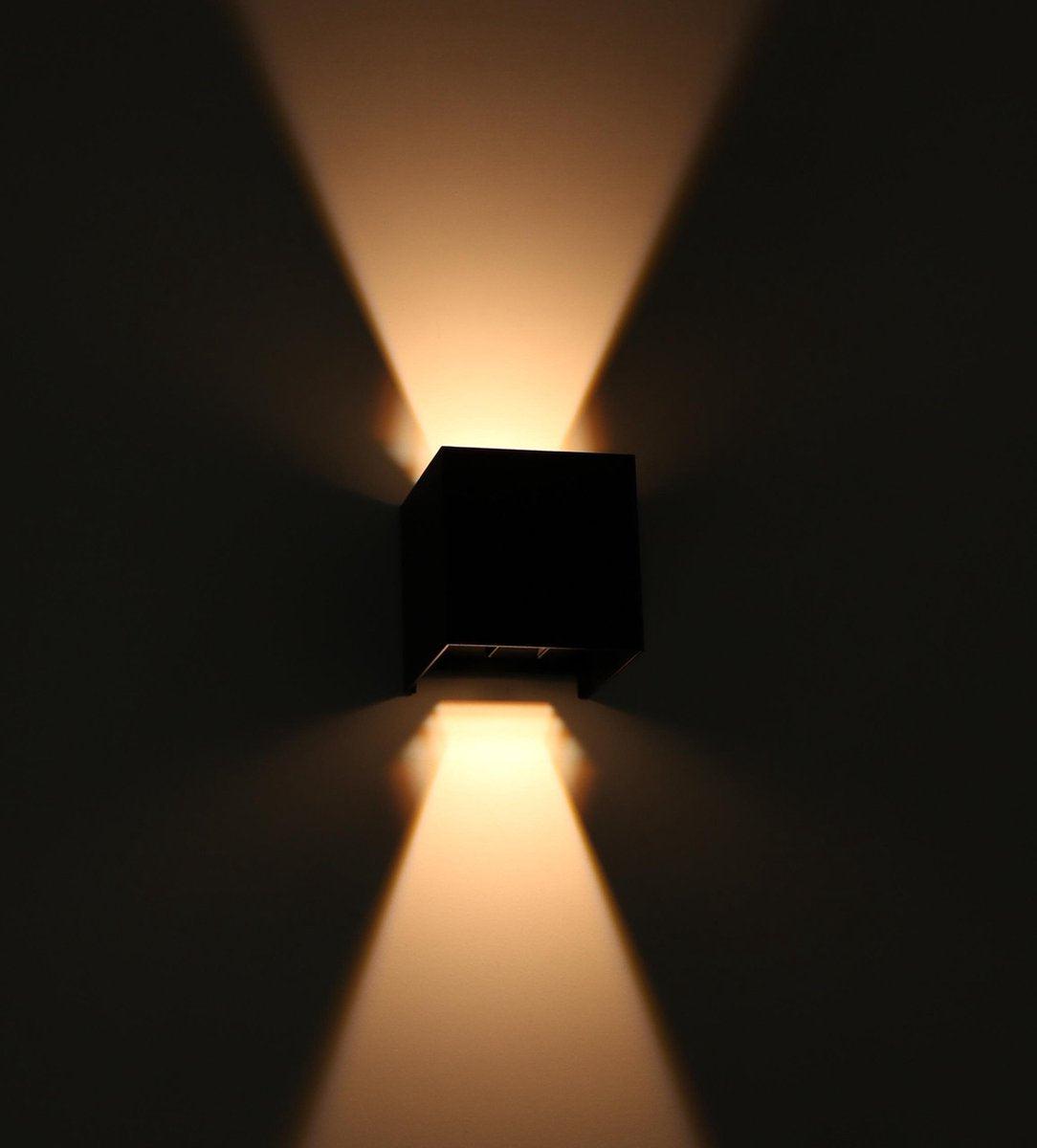 LED's Light Kubus LED Wandlamp voor buiten - Omhoog&Omlaag licht - IP65 - Zwart
