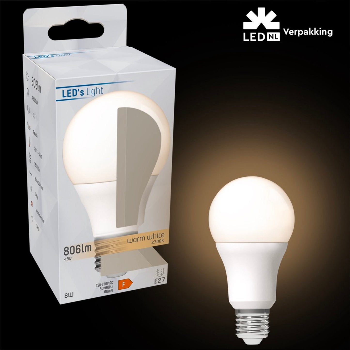 LED Lamp E27 - Mat - Warm wit - 13W vervangt 100W