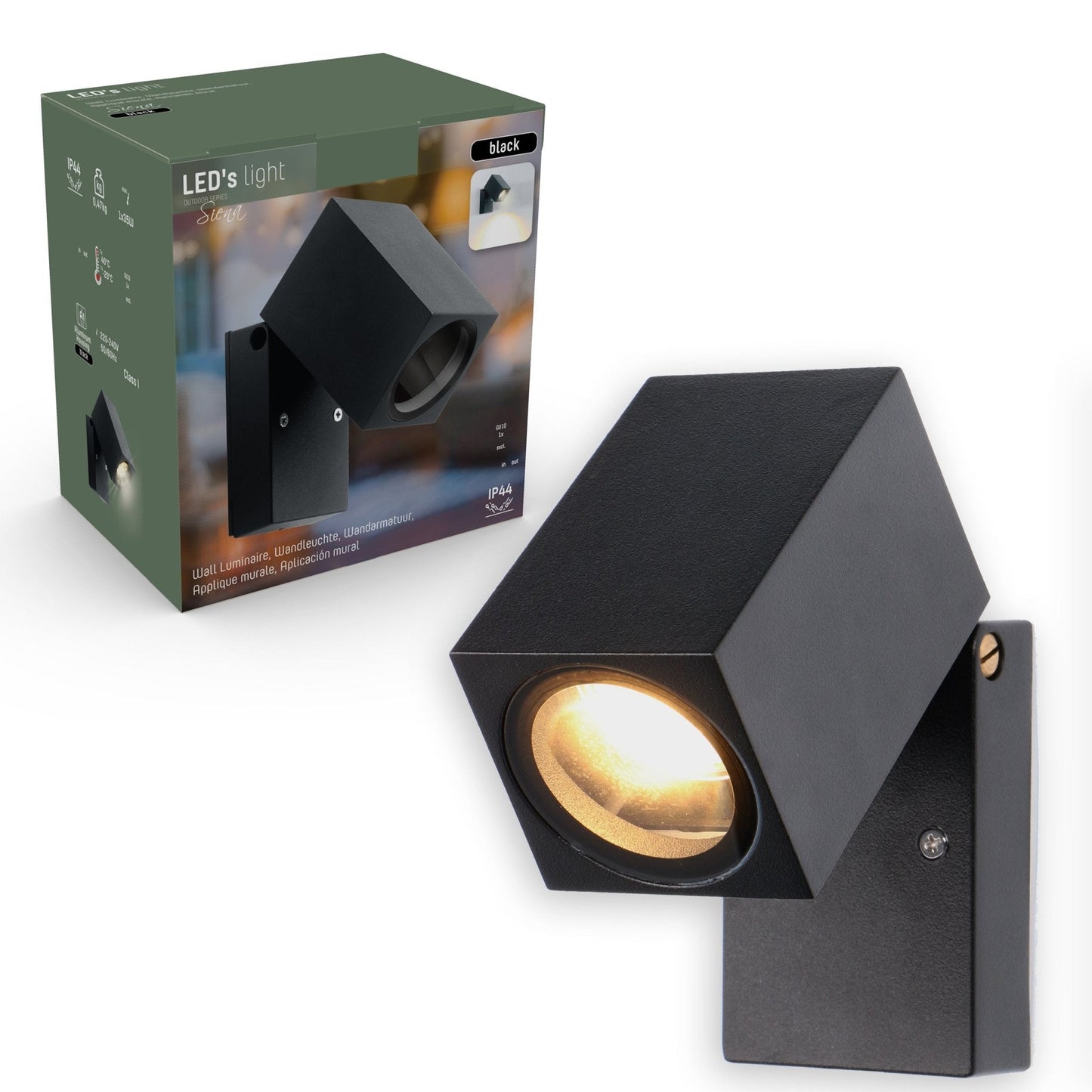 LED's Light Kantelbare LED Buitenlamp - GU10 fitting - IP44 - Zwart - Model Lucca