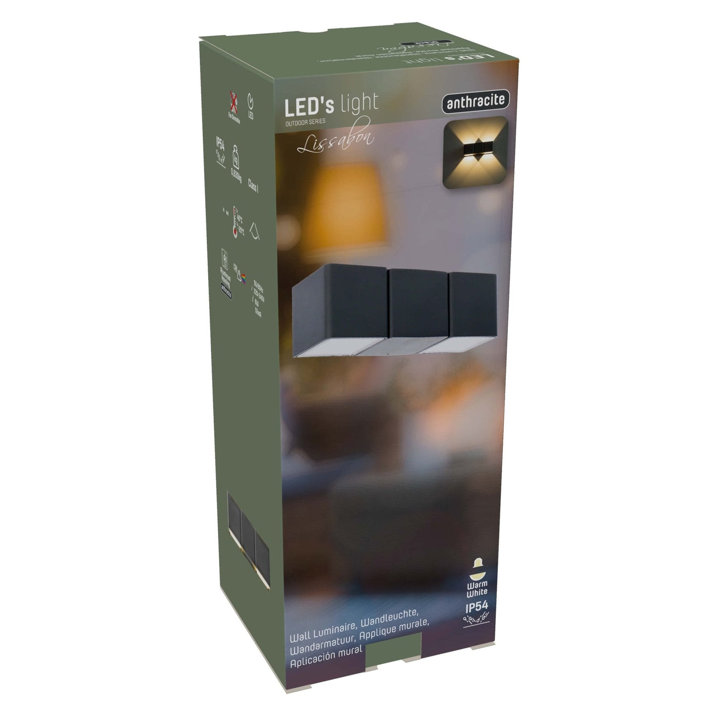 LED's Light 4-lichts Wandlamp Buiten - Model Aversa - Warm wit - IP54 waterdicht - Antraciet