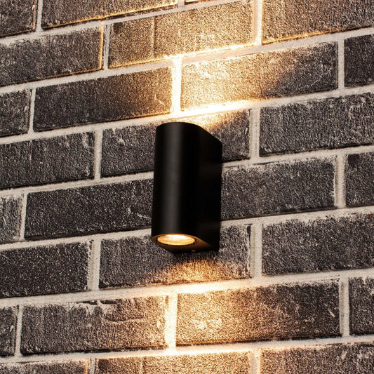 LED's Light LED Wandlamp buiten - Cilinder met 2 x GU10 fitting - Model Sapri - IP44 - Zwart