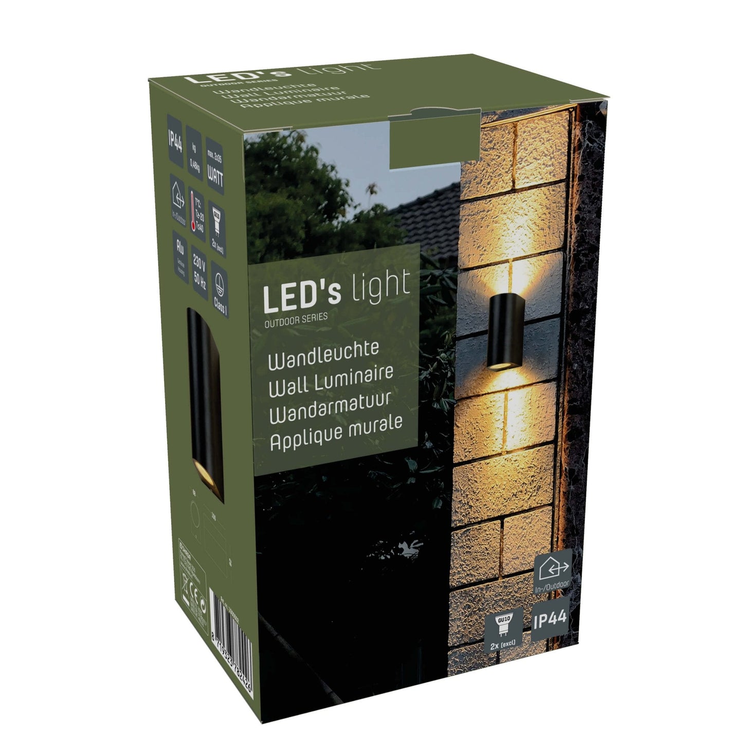 LED's Light LED Wandlamp buiten - Cilinder met 2 x GU10 fitting - Model Sapri - IP44 - Zwart