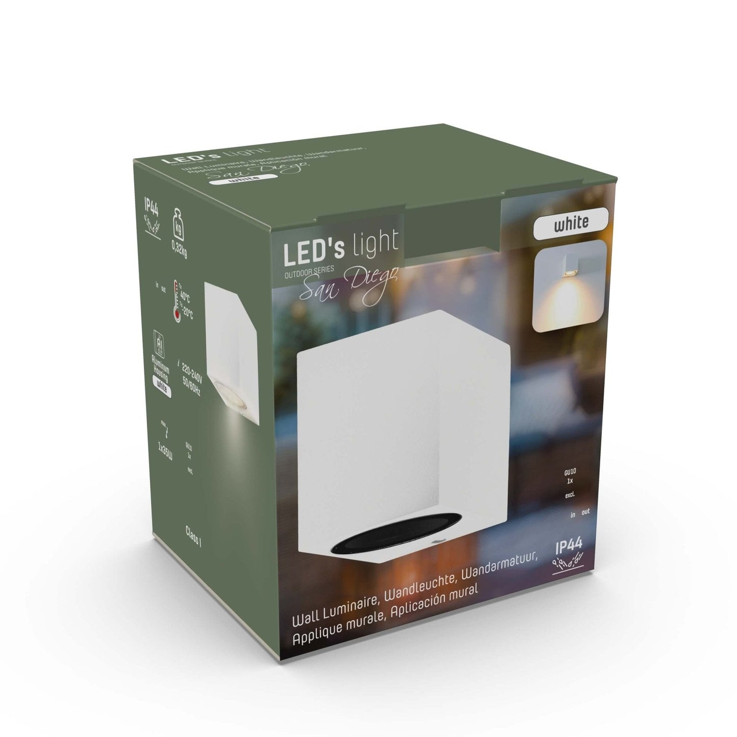 NØRD Down - LED's Light LED Wandlamp Buiten met GU10 fitting - Vierkant - IP44 - Wit - Model Rome