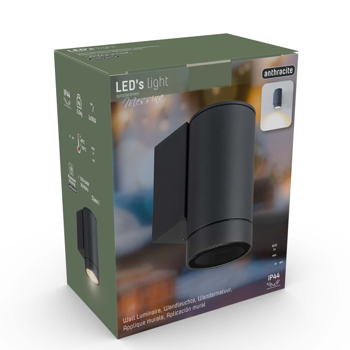 LED's Light Muurlamp voor buiten - GU10 fitting - IP44 waterbestendig - Antraciet - Model Carpi