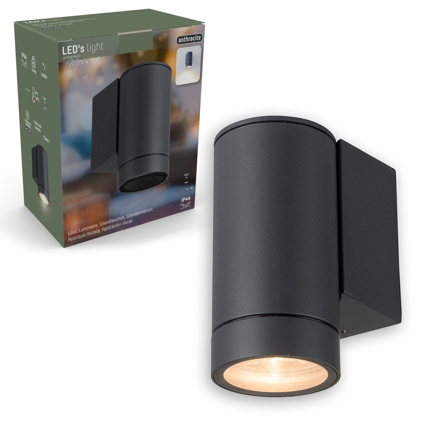 LED's Light Muurlamp voor buiten - GU10 fitting - IP44 waterbestendig - Antraciet - Model Carpi
