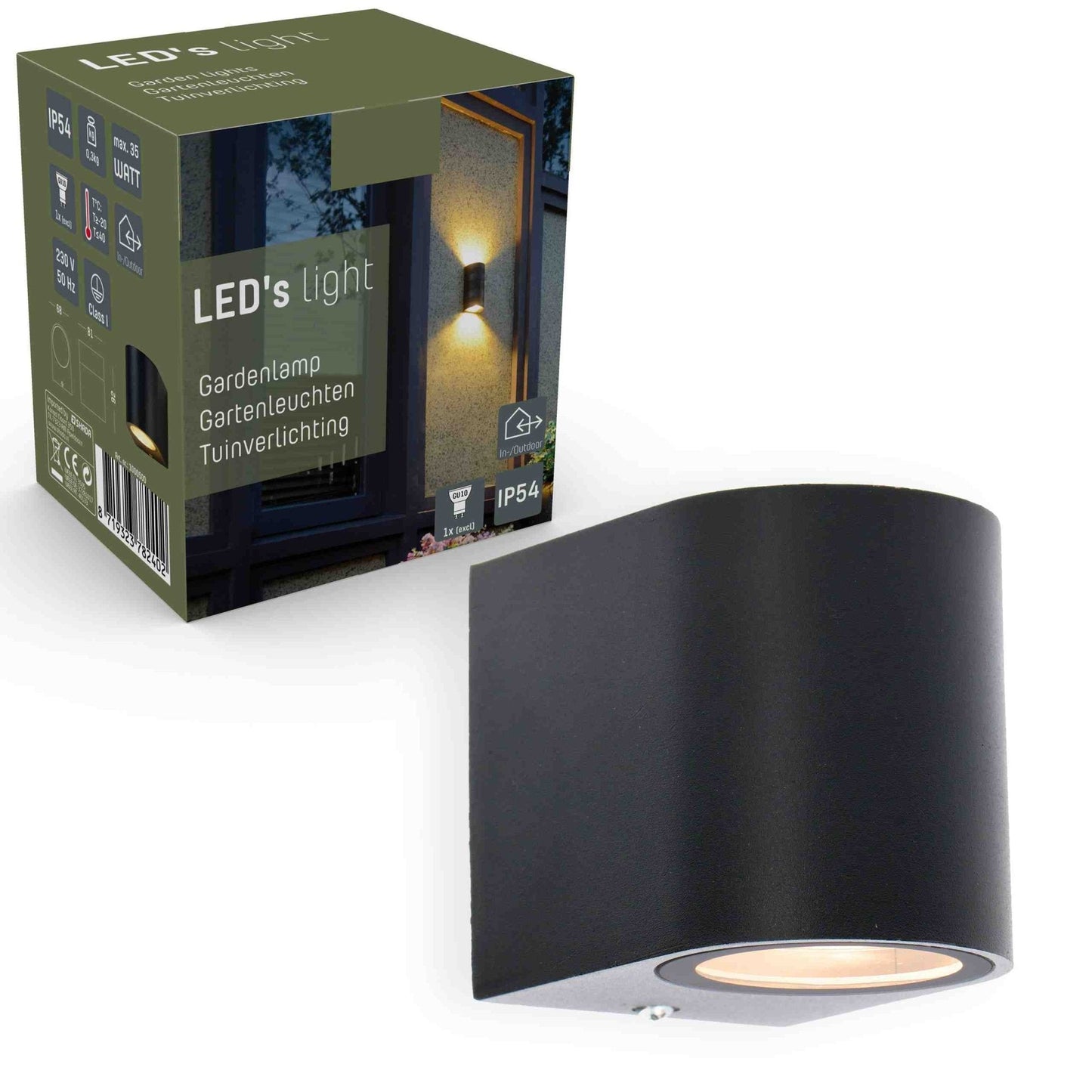 LED's Light LED Wandlamp buiten met GU10 fitting - Rond - Model San Marino - IP44 - Zwart
