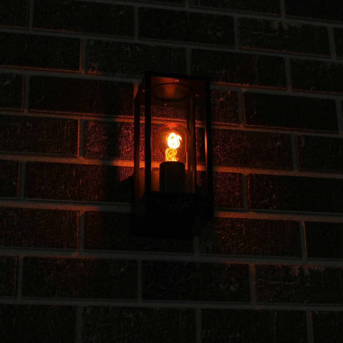 LED's Light LED Wandlamp met glazen ruiten - Rechthoek - E27 fitting - IP44 - Zwart