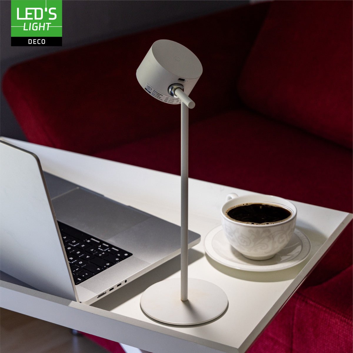 LED's Light 3-in-1 draadloze oplaadbare lamp met magnetische muurbeugel, voet en klem - Wit