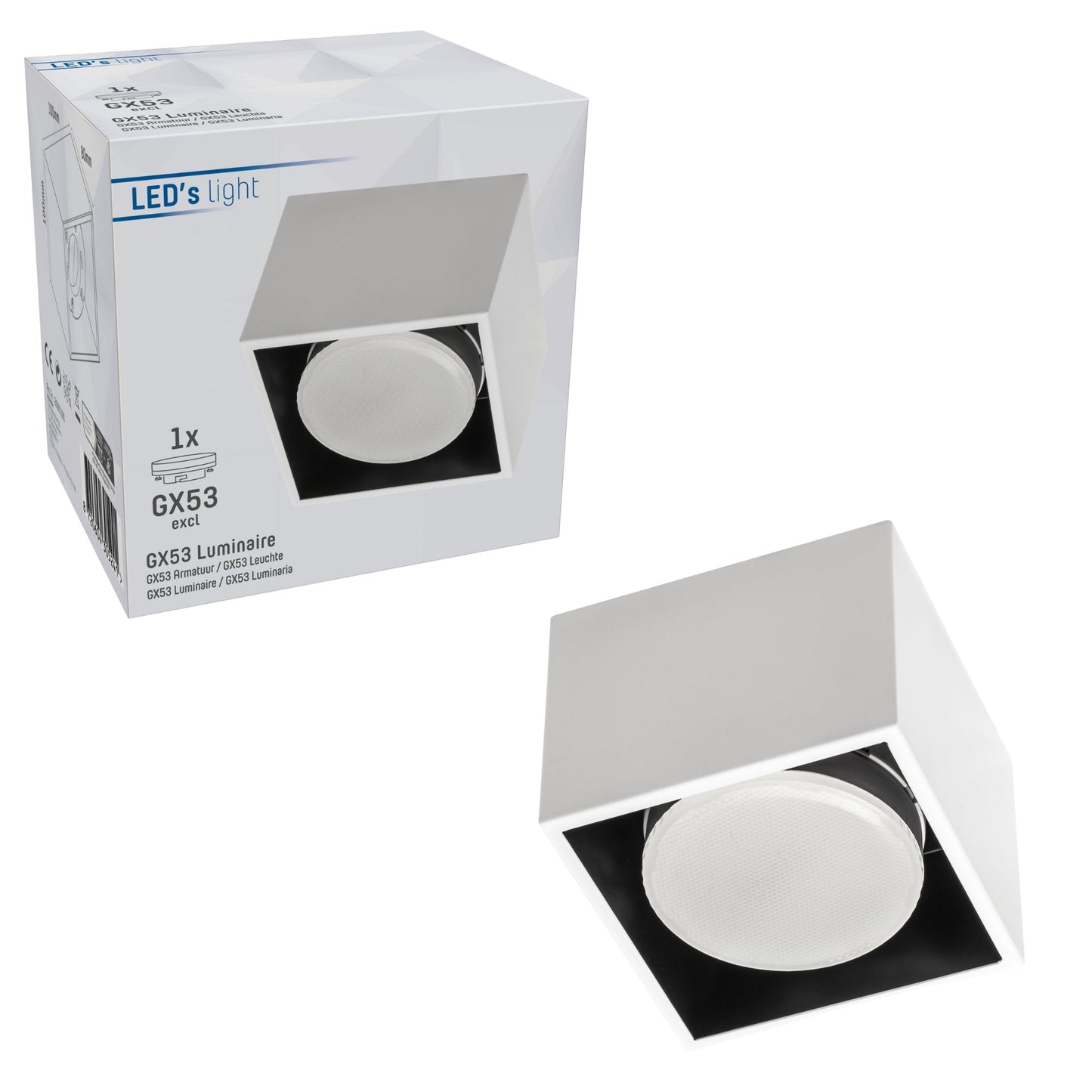 LED's Light Cube LED Plafondlamp - 1 lichtpunt - Draaibaar licht - Staal - 10 x 8 cm - Wit