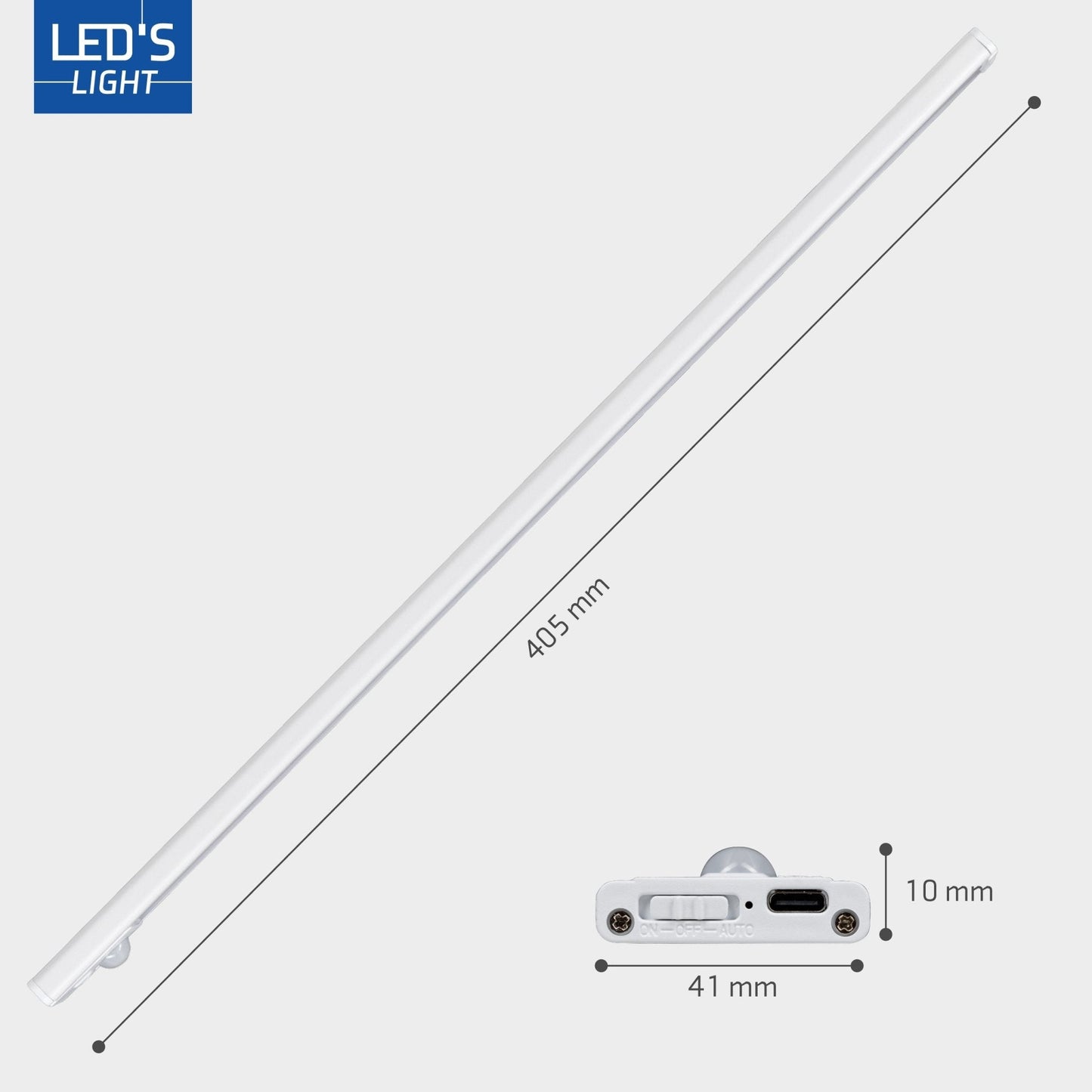 LED's Light Kastverlichting met sensor 40 cm - Oplaadbaar en draadloos - zwaai- en bewegingssensor - wit