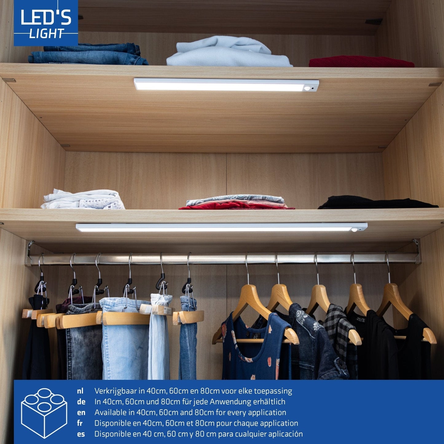 LED's Light Kastverlichting met sensor 40 cm - Oplaadbaar en draadloos - zwaai- en bewegingssensor - wit