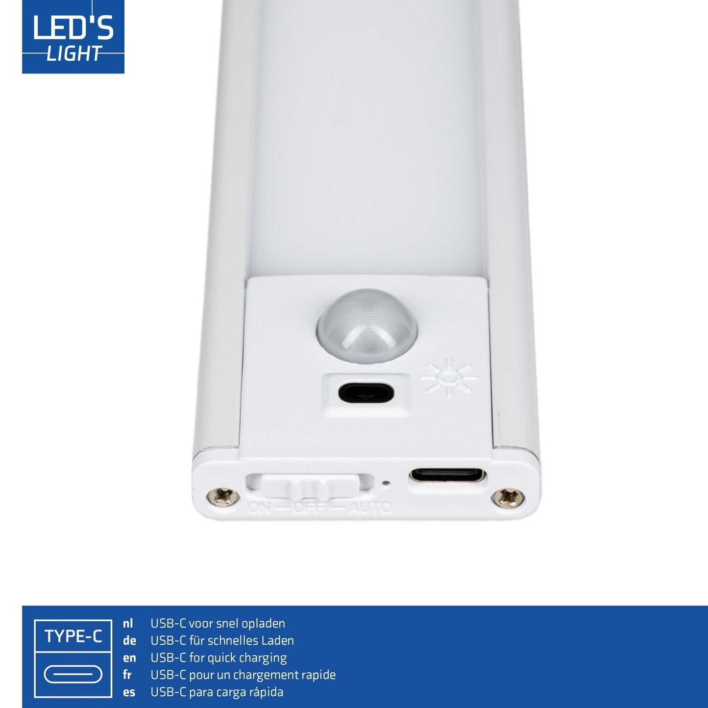LED's Light Kastverlichting met sensor 40 cm - Oplaadbaar en draadloos - zwaai- en bewegingssensor - wit
