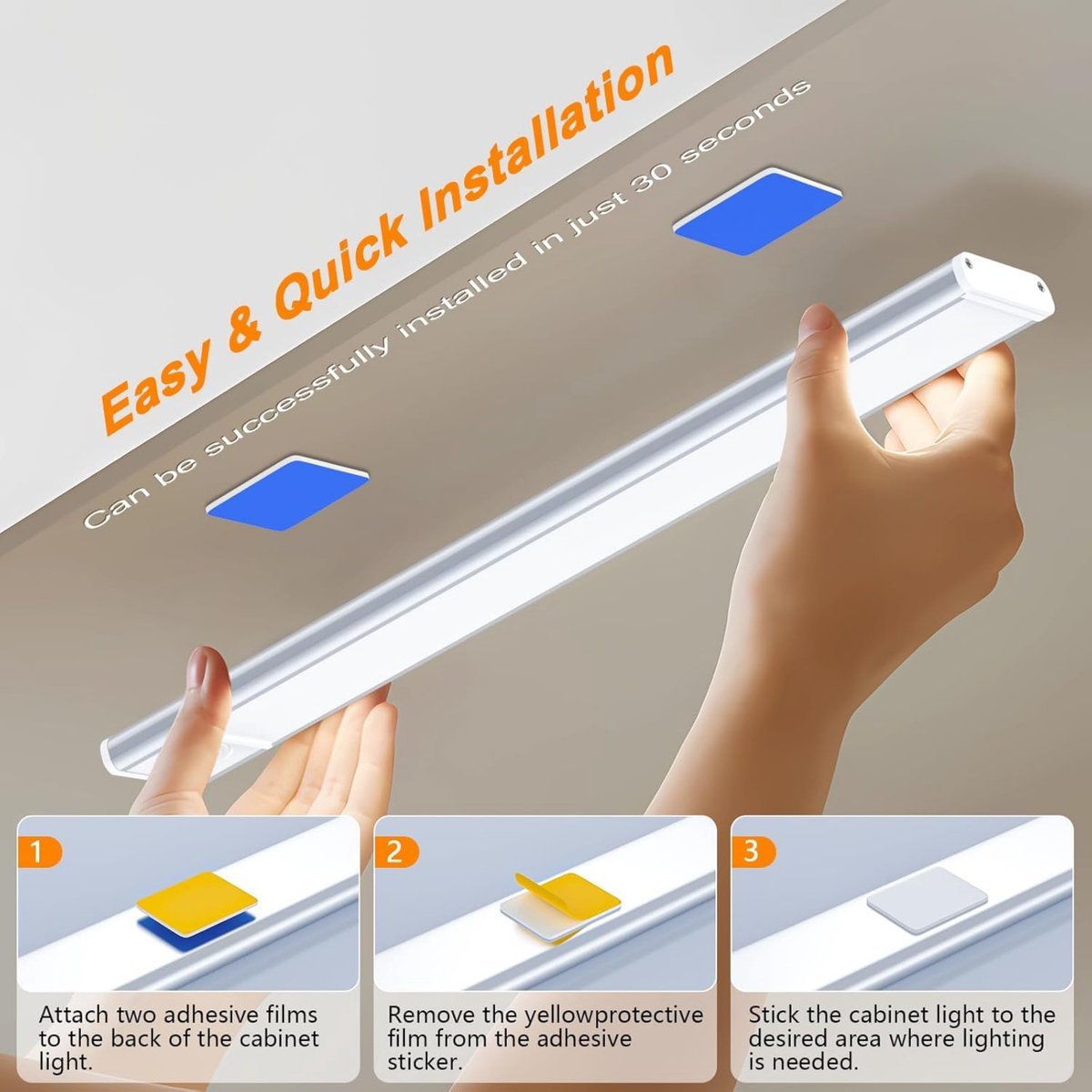 LED's Light Kastverlichting met sensor 40 cm - Oplaadbaar en draadloos - zwaai- en bewegingssensor - wit