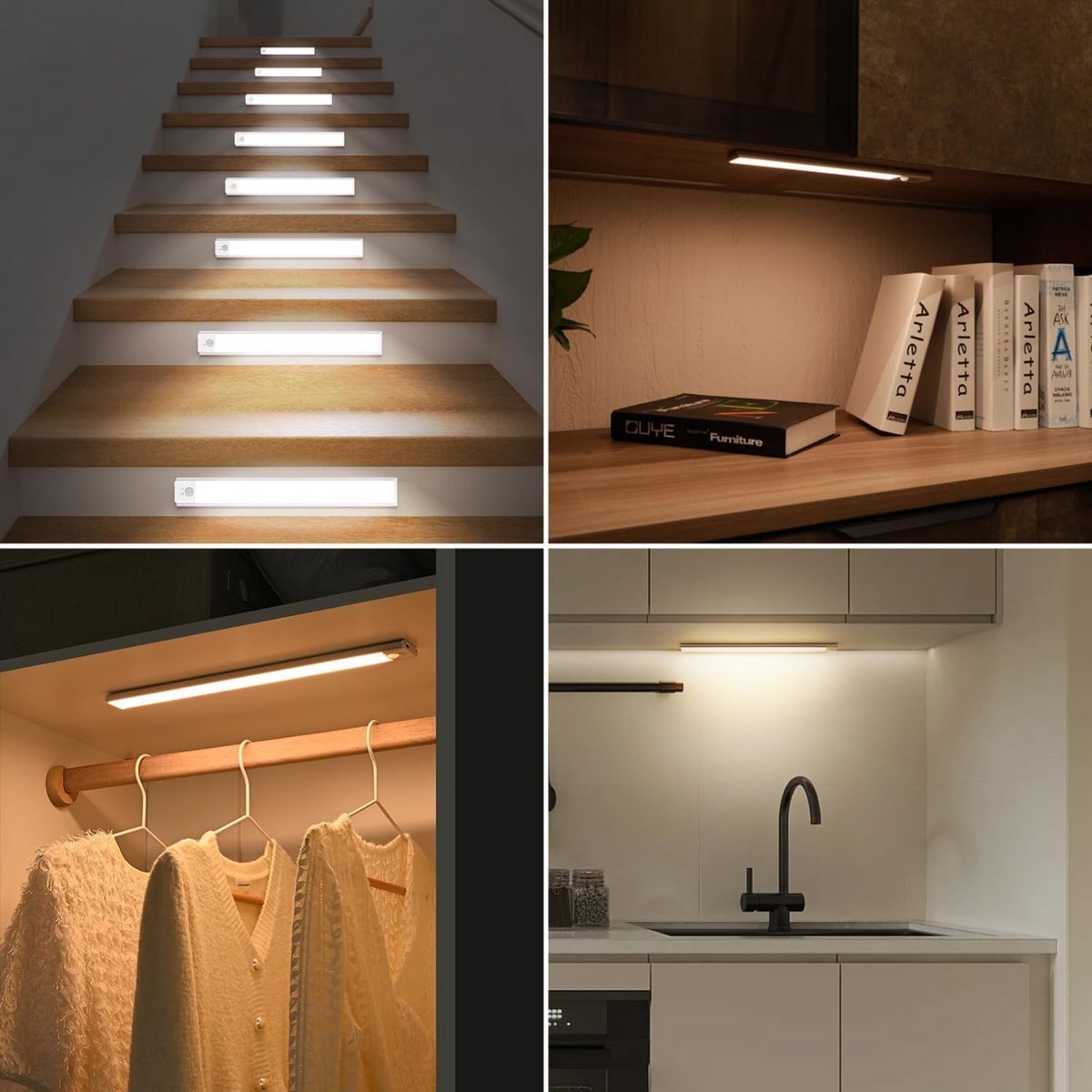 LED's Light Kastverlichting met sensor 40 cm - Oplaadbaar en draadloos - zwaai- en bewegingssensor - wit