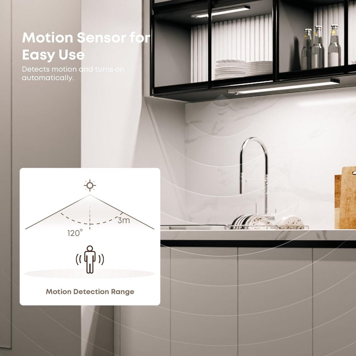 LED's Light Kastverlichting met sensor 40 cm - Oplaadbaar en draadloos - zwaai- en bewegingssensor - wit