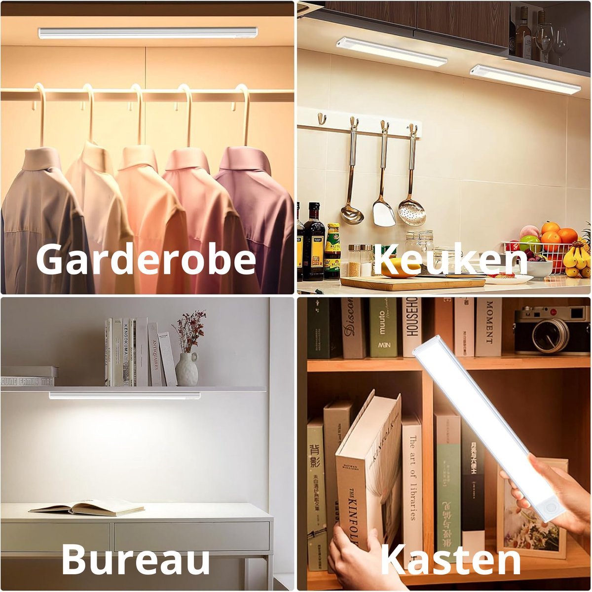 LED's Light Kastverlichting met sensor 40 cm - Oplaadbaar en draadloos - zwaai- en bewegingssensor - wit