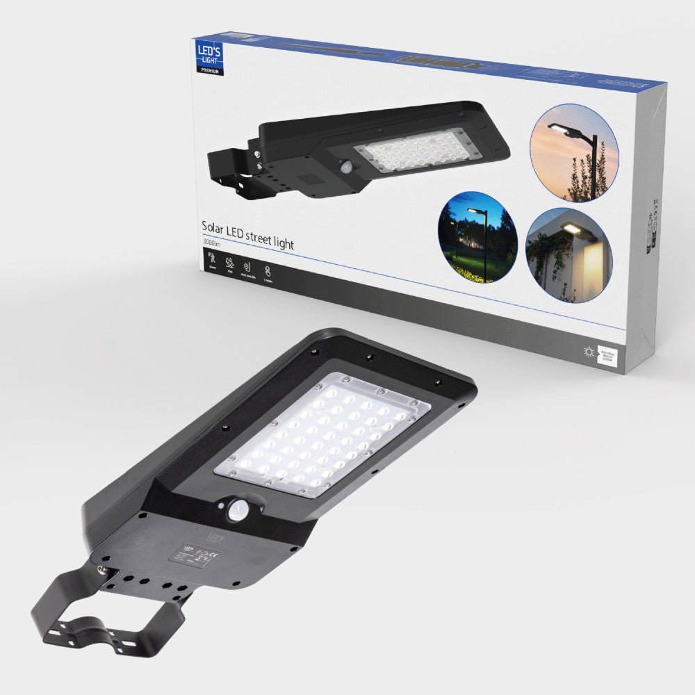 LED's Light LED Solar buitenstraatverlichting straatverlichting Lantaarnpaal 3000 lm 4000 K – Zwart