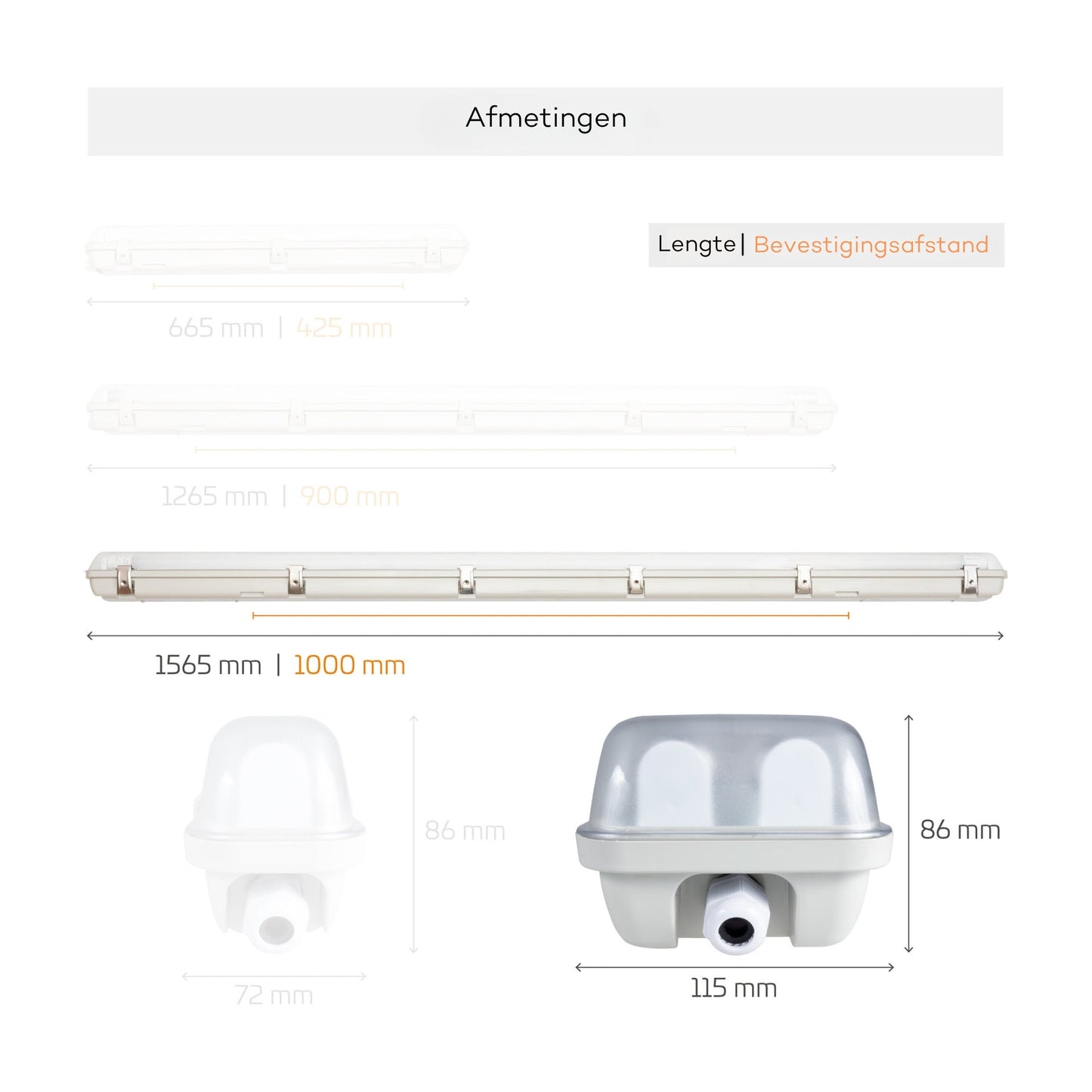 LED's Light LED TL dubbel armatuur 150 cm - Compleet met 2 LED TL buizen 150 cm - 5760lm
