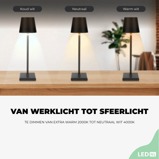 LED's Light Oplaadbare LED Tafellamp - Dimbaar via aanraking - Binnen en buiten - Wit