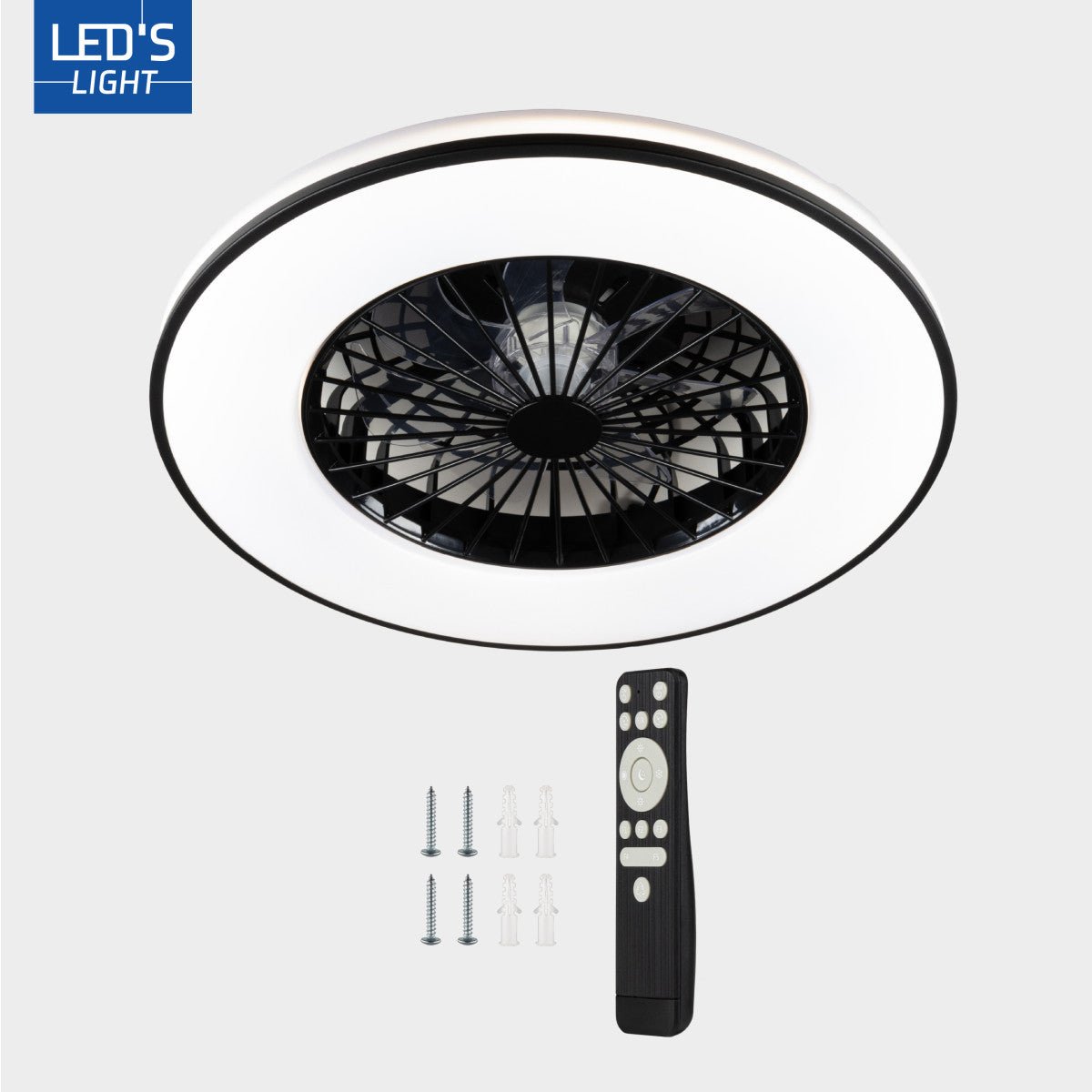 LED's Light Plafondventilator met verlichting zwart - 48,5 cm