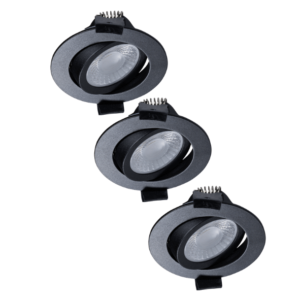 LED's Light PRO - 3 PACK - downlight inbouwspot Ø 68mm - Kantelbaar - Spatwaterdicht - Dim to Warm - Zwart