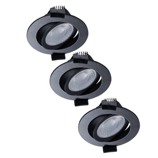 LED's Light PRO - 3 PACK - downlight inbouwspot Ø 68mm - Kantelbaar - Spatwaterdicht - Dim to Warm - Zwart