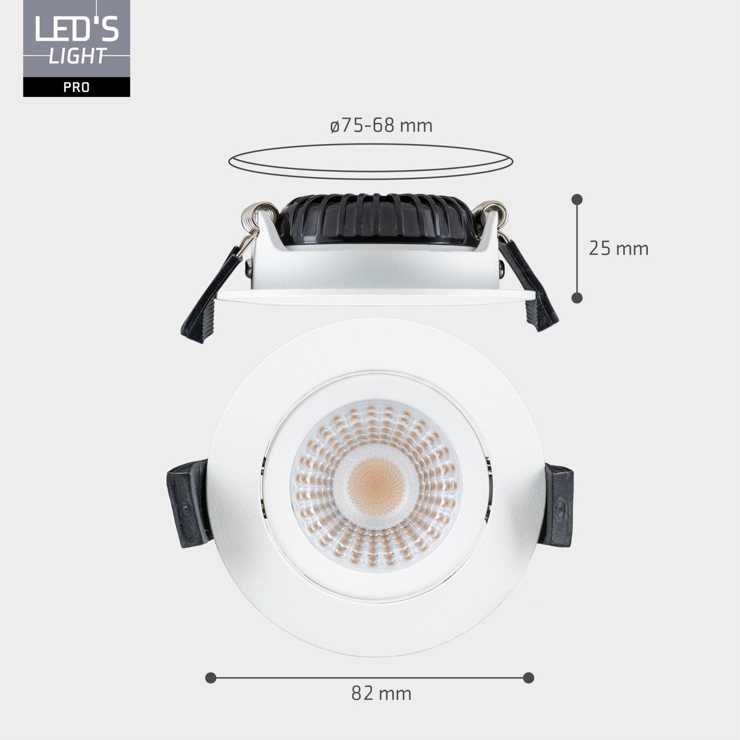 3 PACK - LED's Light PRO downlight inbouwspot Ø 68mm - Spatwaterdicht - Dimbaar - Universeel - Wit