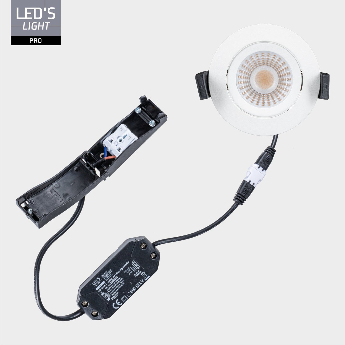 3 PACK - LED's Light PRO downlight inbouwspot Ø 68mm - Spatwaterdicht - Dimbaar - Universeel - Wit