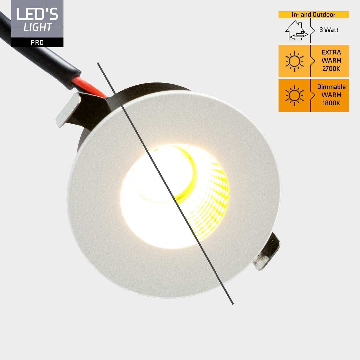 3 PACK - LED's Light PRO mini inbouwspot 3 cm - Voor overkapping, veranda's en inbouwplafonds - Dimbaar - 3 Kleuren plaatjes