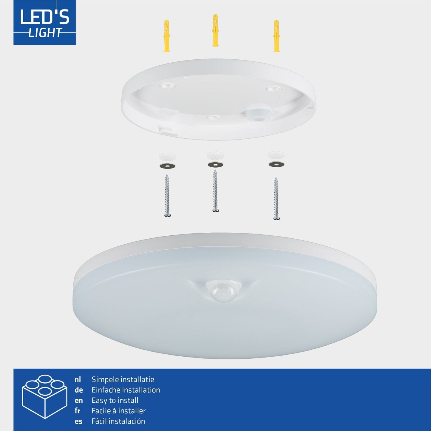 LED's Light Pro Plafondlamp met sensor - Bewegingssensor en schemersensor - 6 standen - 25 cm