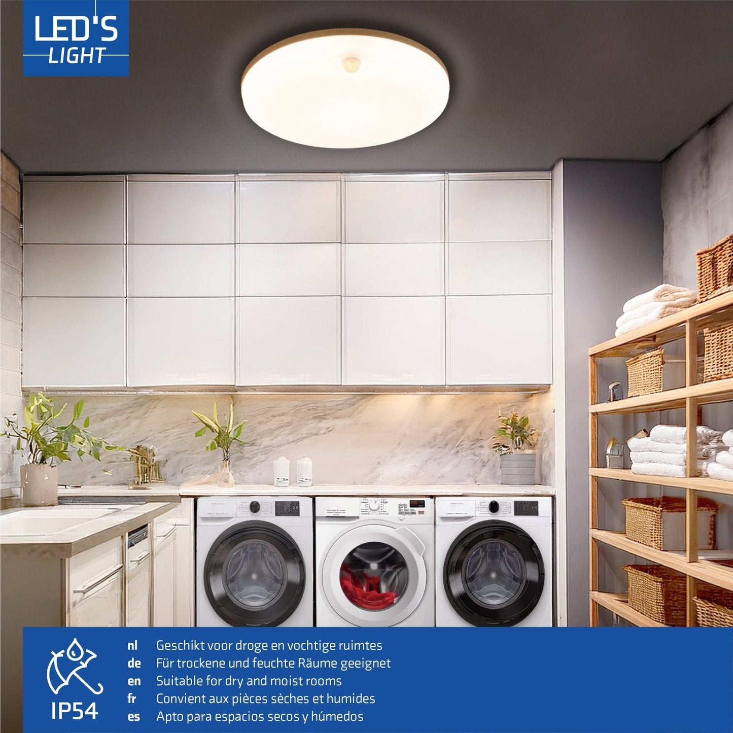 LED's Light Pro Plafondlamp met sensor - Bewegingssensor en schemersensor - 6 standen - 25 cm