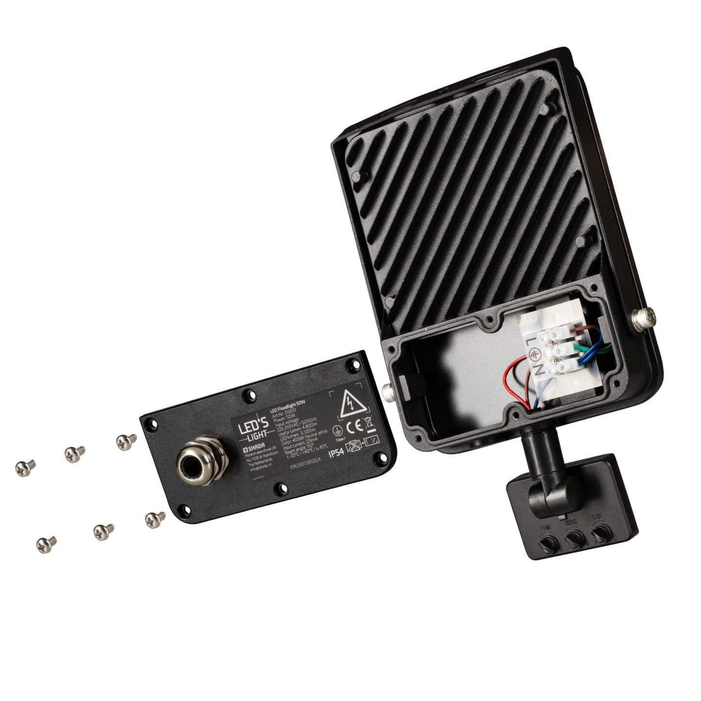 LED's Light Schijnwerper met Bewegingssensor 6000 - Waterdicht & Kantelbaar - 50W