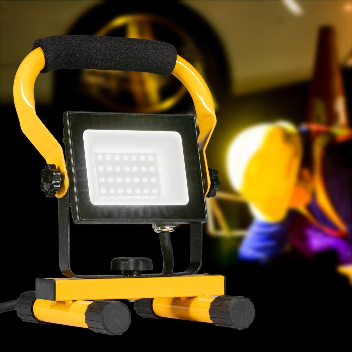 LED's Work Bouwlamp Werklamp 2000 - Verstelbare beugel - Waterdicht (IP65) - Zwart geel - Bedraad
