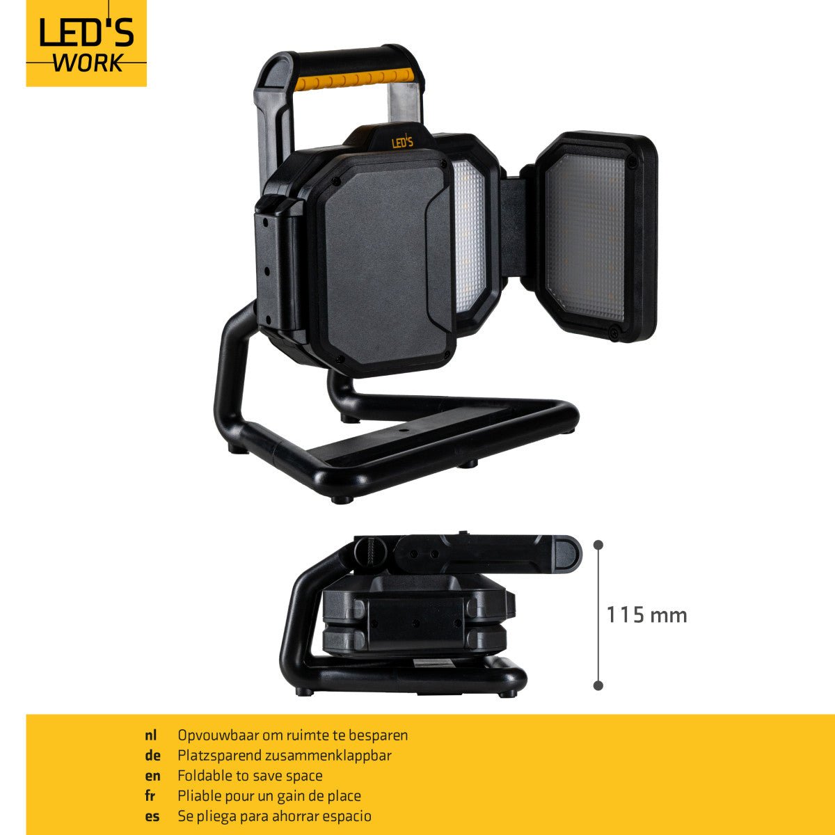 LED's Work LED Bouwlamp Werklamp Oplaadbaar 4000lm 30W Opvouwbaar & Compact