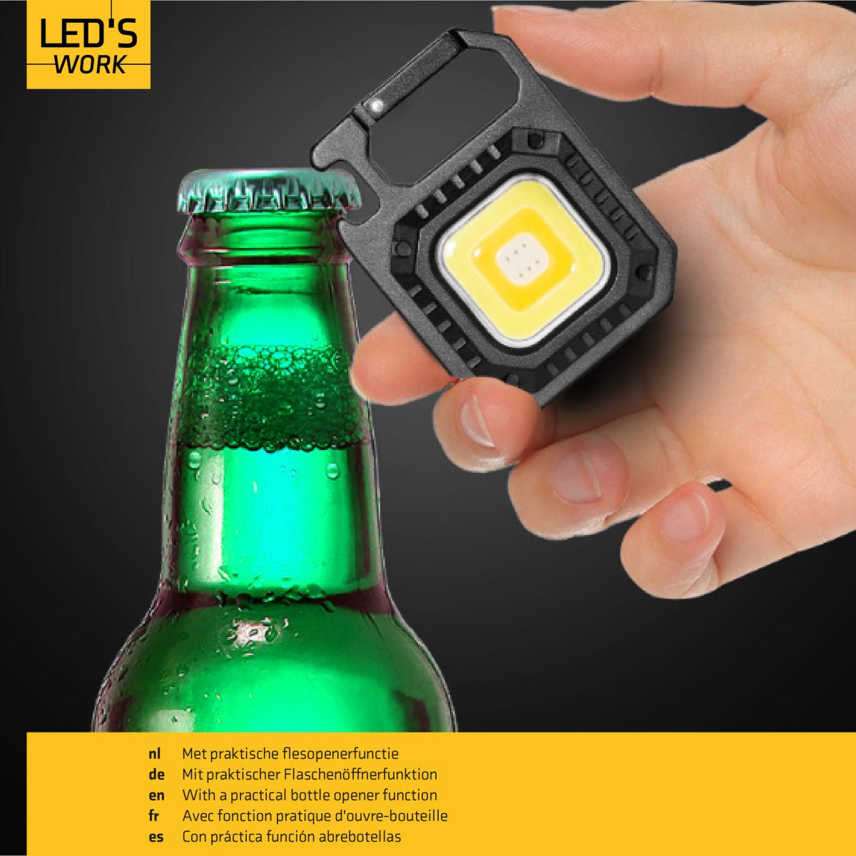 LED's Work mini Werklamp met sleutelhanger - Oplaadbaar met USB - Draadloos op accu